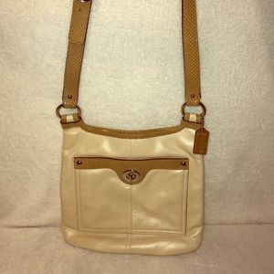 Coach Purse Cream With Faux Tan Alligator Skin